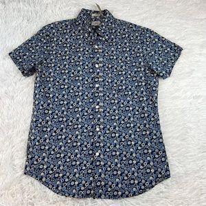J Crew Men's short sleeve seersucker floral button up shirt